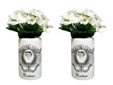 2 ADET VAZO DAHİL,VAZODA ÇİÇEK,BEYAZ YAPAY ÇİÇEK,VAZO DEKORATİF KRALİÇE MODEL 7X7X16CM