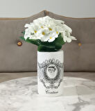 2 ADET VAZO DAHİL,VAZODA ÇİÇEK,BEYAZ YAPAY ÇİÇEK,VAZO DEKORATİF KRALİÇE MODEL 7X7X16CM
