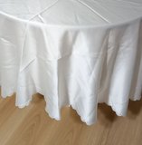 EL İŞİ SATEN MASA ÖRTÜSÜ,SEHPA ÖRTÜSÜ BEYAZ RENKLİ 150cm