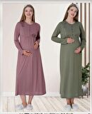 Mecit Pijama 5704 Yeşil Hamile Lohusa Gecelik