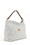 Bilik Deri Monogram Beyaz/Taba Kadın Omuz Çantası NV 1003-MN