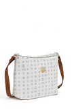 Bilik Deri Monogram Beyaz/Taba Kadın Çapraz Askılı Çanta NV 1008-MN
