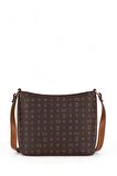 Bilik Deri Monogram Kahve/Taba Kadın Çapraz Askılı Çanta NV 1008-MN