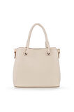 Bilik Deri Logo Detaylı Bej Kadın El Çantası RİV 145-R