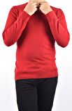 R22920 TRİKO BİSİKLET YAKA KAZAK /KIRMIZI/2XL