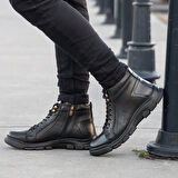 Ghattix Lass Kışlık Hakiki Deri Erkek Bot Fermuarlı