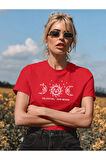Unisex Sun Moon Ön Baskılı Oversize T-shirt