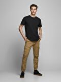 Jack & Jones 12113648_Jjenoa Tee Ss Crew Neck Bisiklet Yaka Regular Fit Baskılı Siyah Erkek T-Shirt