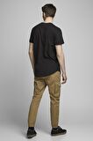 Jack & Jones 12113648_Jjenoa Tee Ss Crew Neck Bisiklet Yaka  Regular Fit Baskılı Siyah Erkek T-Shirt