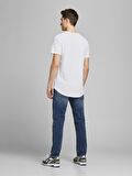 Jack & Jones 12113648_Jjenoa Tee Ss Crew Neck Bisiklet Yaka Regular Fit Baskılı Beyaz Erkek T-Shirt