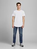 Jack & Jones 12113648_Jjenoa Tee Ss Crew Neck Bisiklet Yaka Regular Fit Baskılı Beyaz Erkek T-Shirt