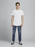Jack & Jones 12113648_Jjenoa Tee Ss Crew Neck Bisiklet Yaka Regular Fit Baskılı Beyaz Erkek T-Shirt