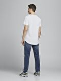 Jack & Jones 12113648_Jjenoa Tee Ss Crew Neck Bisiklet Yaka Regular Fit Baskılı Beyaz Erkek T-Shirt