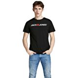 Jack & Jones O Yaka Baskılı Siyah Erkek T-Shirt 12137126_JJECORP LOGO TEE SS CREW N