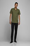 Jack & Jones Polo yaka Yaka Düz Haki Erkek T-Shirt