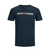 Jack & Jones Bisiklet Yaka Baskılı Lacivert Erkek T-shırt 12137126