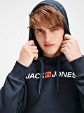 Jack & Jones 12137054_Jjecorp Old Logo Sweat Hoo Kapüşonlu Uzun Kollu Regular Fit Baskılı Lacivert 