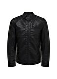 Only & Sons Deri Görünümlü Siyah Mont