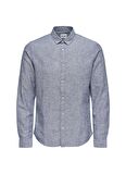 Only & Sons Koyu Lacivert Erkek Gömlek 22012321 onsCAIDEN LS SOLID LINEN S
