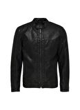 Only & Sons Siyah Erkek Mont ONSMIKE PU RACER JACKET OTW