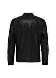 Only & Sons Siyah Erkek Mont ONSMIKE PU RACER JACKET OTW