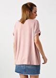 Only Bisiklet Yaka Pembe T-Shirt