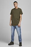 Jack & Jones 12113648_Jjenoa Tee Ss Crew Neck Bisiklet Yaka Regular Fit Baskılı Haki Erkek T-Shirt