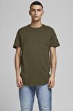 Jack & Jones 12113648_Jjenoa Tee Ss Crew Neck Bisiklet Yaka Regular Fit Baskılı Haki Erkek T-Shirt