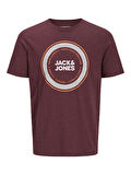 Jack Jones Erkek Jcorubel Yuvarlak Yaka  Bordo Tişört 12158266