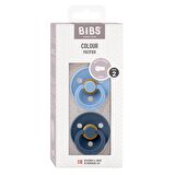 BİBS Colour İkili Kauçuk Emzik-Sky Blue/Steel Blue 6-18 Ay