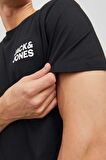 Jack & Jones Erkek Jjecorp Baskı Detaylı Bisiklet Yaka T-Shirt 12151955 Siyah