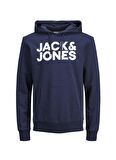 Jack & Jones Kapüşonlu Regular Fit Lacivert Erkek Şardonlu Sweatshirt 12152840_JJECORP LOGO SWEAT HOOD NO