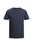 Jack & Jones O Yaka Düz Lacivert Erkek T-Shirt 12156101_JJEORGANI