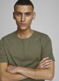 Jack & Jones O Yaka Düz Haki Erkek T-Shirt 12156101_JJEORGANI