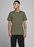 Jack & Jones O Yaka Düz Haki Erkek T-Shirt 12156101_JJEORGANI
