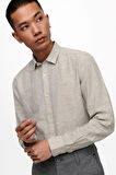 Only & Sons Erkek Onscaiden Slim Fit Keten Gömlek 22012321 Bej