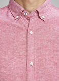Jack & Jones 12163855_Jjesummer Shirt L/S S20 St Uzun Kollu Slim Fit Düz Kırmızı Erkek Gömlek