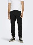 Only & Sons Lastikli Paça Siyah Erkek Kargo Pantolon ONSCAM STAGE CARGO CUFF LIFE 6687 N