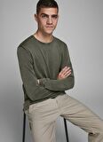 Jack & Jones 12174001 O Yaka Erkek Koyu Yeşil Kazak