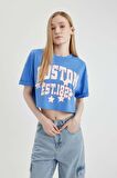 DeFacto Coool Oversize Fit Bisiklet Yaka Baskılı Kısa Kollu Tişört B7115AX24SMBE419