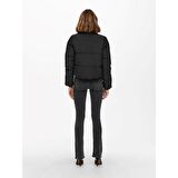 Only Dolly Short Puffer Noos Uzun Yaka Fermuarlı Siyah Kadın Mont