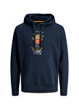 Jack & Jones Kapüşon Yaka Lacivert Erkek Sweatshırt 12176722_JORDENIMDOG SWEAT HOOD