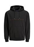 Jack & Jones 12176864 Kapüşon Yaka Relaxed Erkek Siyah Sweatshirt