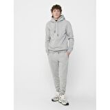 Only & Sons Kapüşonlu Düz Açık Gri Erkek Sweatshirt