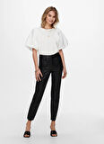 Only Yüksek Bel Normal Siyah Kadın Pantolon ONLEMILY HW ST ANK FAUX LEATHER PNT
