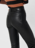 Only Yüksek Bel Normal Siyah Kadın Pantolon ONLEMILY HW ST ANK FAUX LEATHER PNT