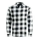 Jack&Jones Slim Fit Uzun Kollu Beyaz-Siyah Erkek Gömlek 12181602