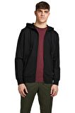 Jack & Jones O Yaka Siyah Erkek Sweatshırt JJEBASIC SWEAT ZIP HOOD NOOS