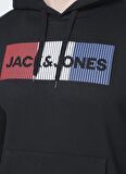 Jack & Jones 12152840 Jjecorp Logo Sweat Hood No Kapüşonlu Regular Fit Baskılı Siyah Erkek Sweatshir