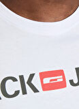 Jack & Jones O Yaka Baskılı Beyaz Erkek T-Shirt JJECORP LOGO TEE SS CREW NECK NOOS